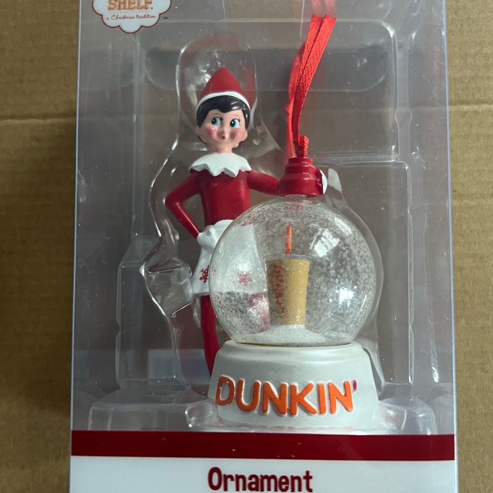 Red Christmas Ornaments Snow Globe girl elf
